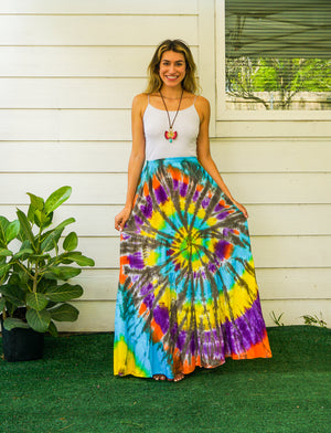 K3485- Hand Dyed Tiered Maxi Hippie Skirt