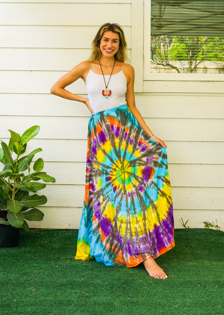 K3485- Hand Dyed Tiered Maxi Hippie Skirt