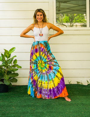 K3485- Hand Dyed Tiered Maxi Hippie Skirt