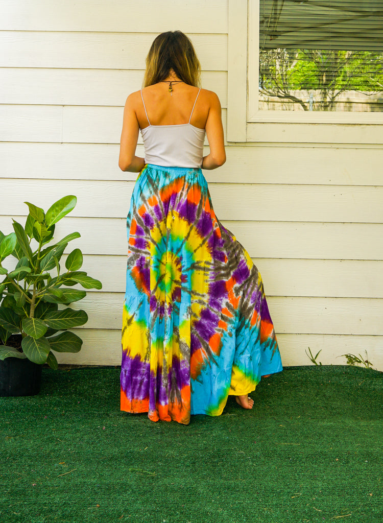 K3485- Hand Dyed Tiered Maxi Hippie Skirt