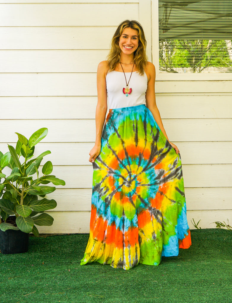 K3492- Hand Dyed Tiered Maxi Hippie Skirt