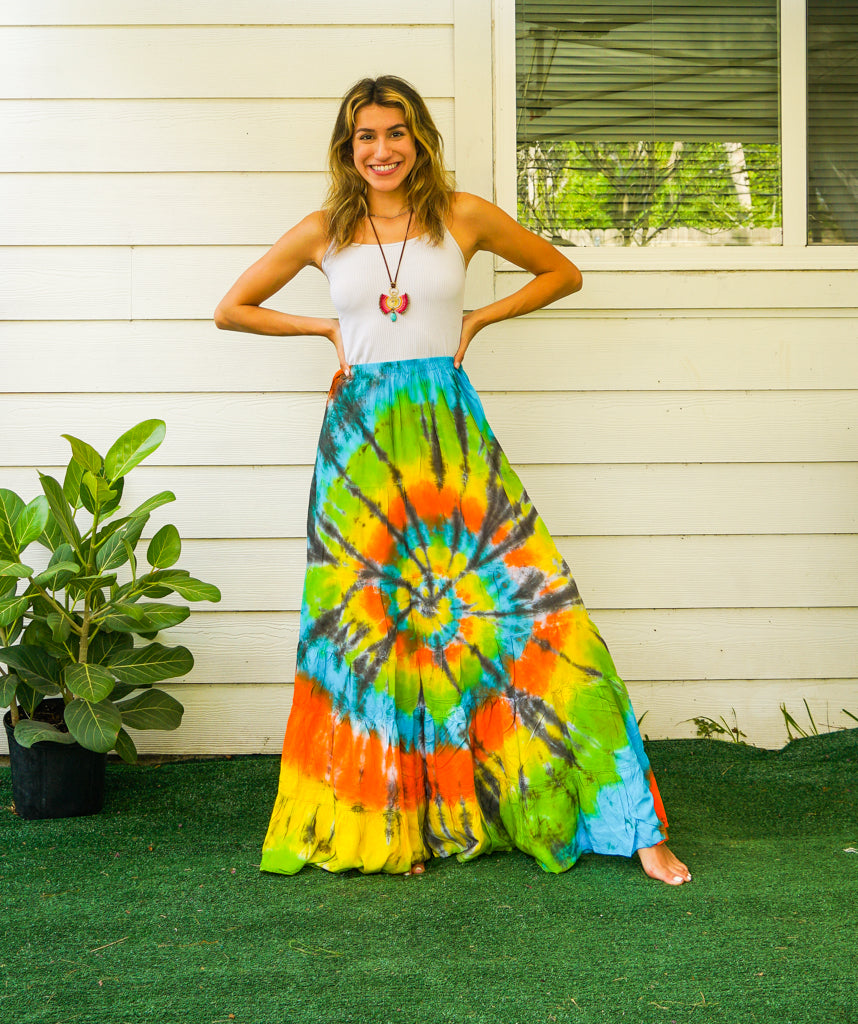 K3492- Hand Dyed Tiered Maxi Hippie Skirt