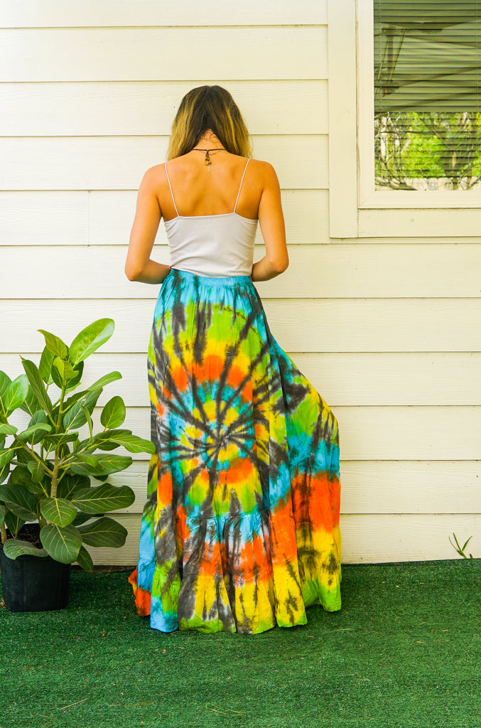 K3492- Hand Dyed Tiered Maxi Hippie Skirt