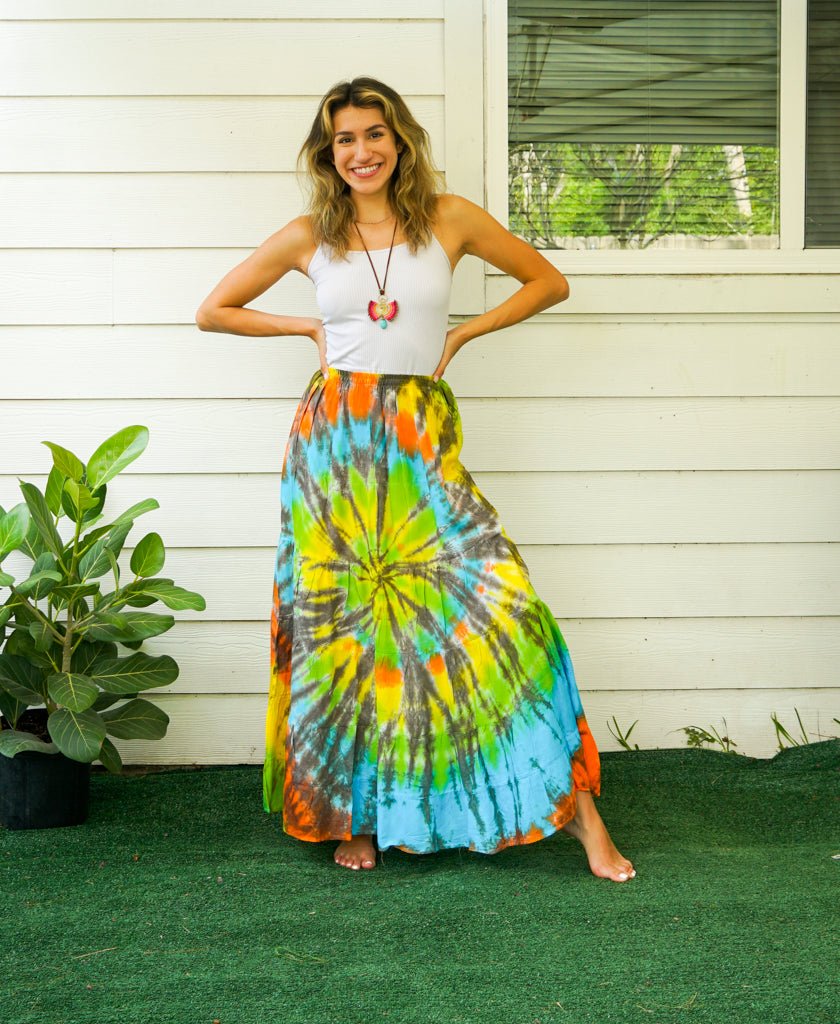 K3487- Hand Dyed Tiered Maxi Hippie Skirt