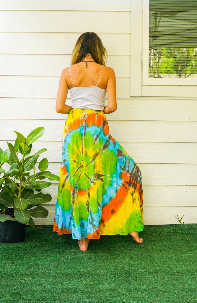 K3487- Hand Dyed Tiered Maxi Hippie Skirt