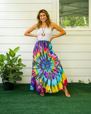 K3502- Hand Dyed Tiered Maxi Hippie Skirt