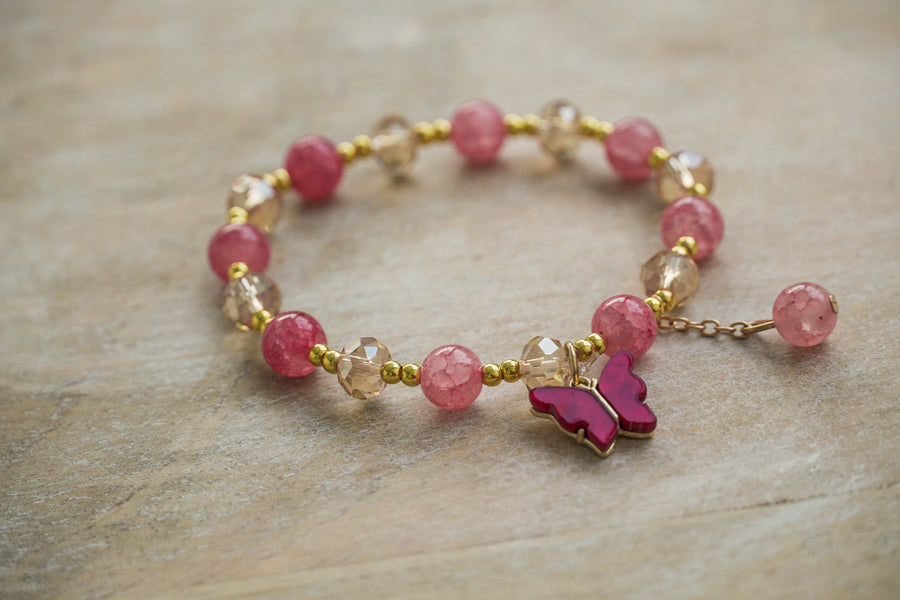 Ruby Rose Butterfly Bracelet