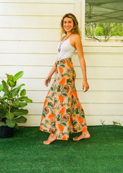 Orange Tropicals Palazzo Wrap Pants