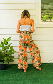 Orange Tropicals Palazzo Wrap Pants