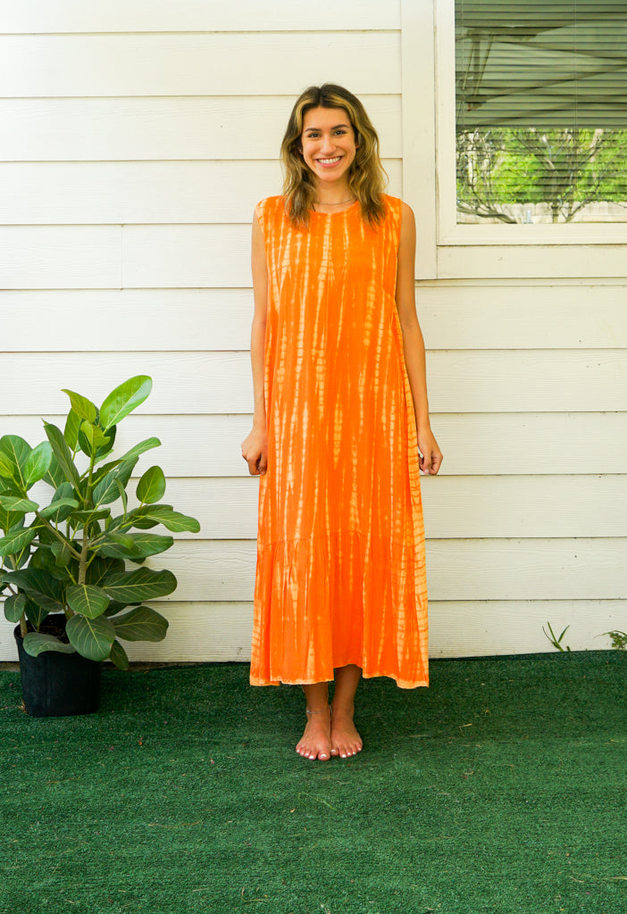 S3526- Shibori Tie Dye Tiered Dress