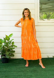 S3526- Shibori Tie Dye Tiered Dress