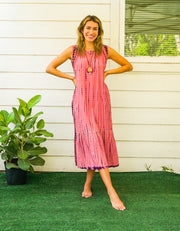 S2538- Shibori Tie Dye Tiered Dress