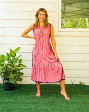 S2538- Shibori Tie Dye Tiered Dress