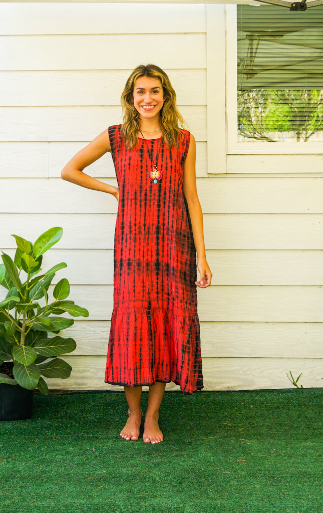 S3548- Shibori Tie Dye Tiered Dress