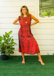 S3548- Shibori Tie Dye Tiered Dress