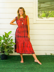 S3548- Shibori Tie Dye Tiered Dress