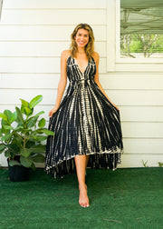 D2- Shibori Hand Dyed Goddess Boho Maxi Dress