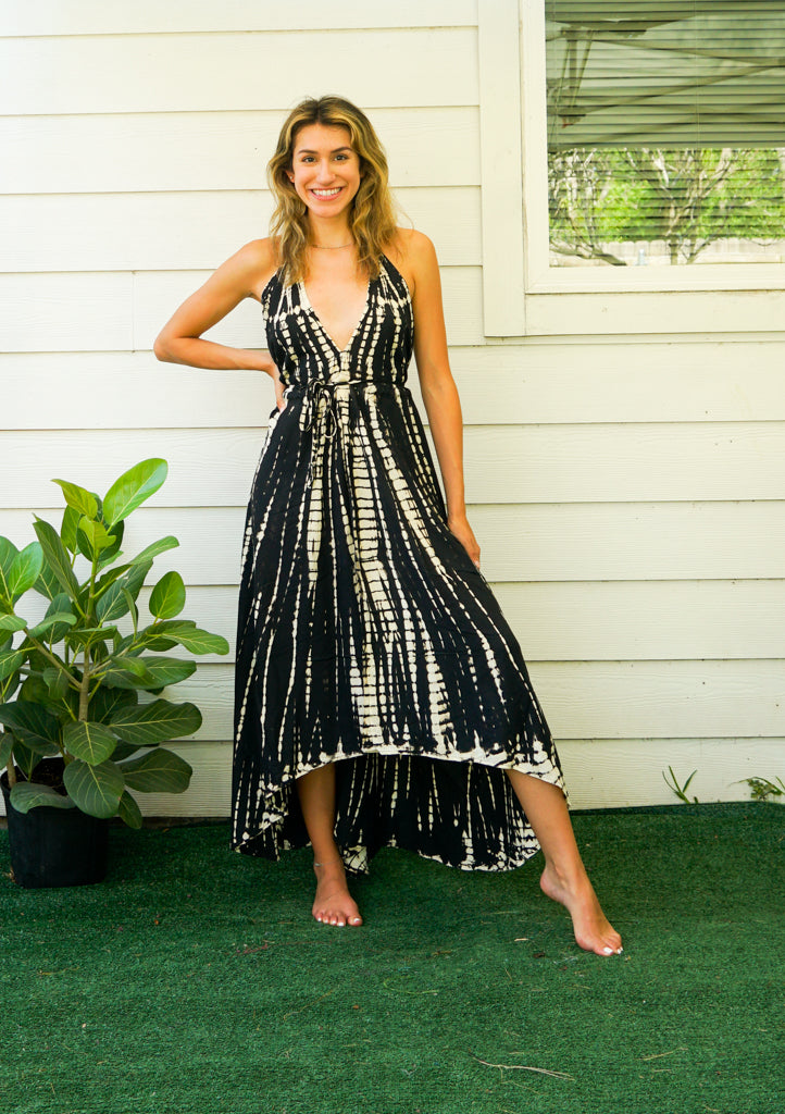 D2- Shibori Hand Dyed Goddess Boho Maxi Dress