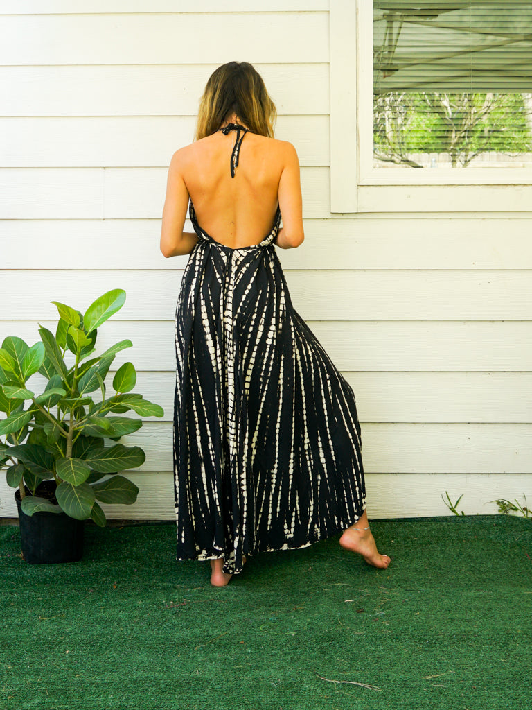 D2- Shibori Hand Dyed Goddess Boho Maxi Dress