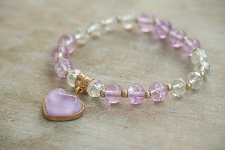 Amethyst Heart Bracelet