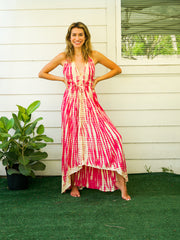 D5- Shibori Hand Dyed Goddess Boho Maxi Dress