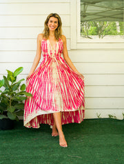 D5- Shibori Hand Dyed Goddess Boho Maxi Dress