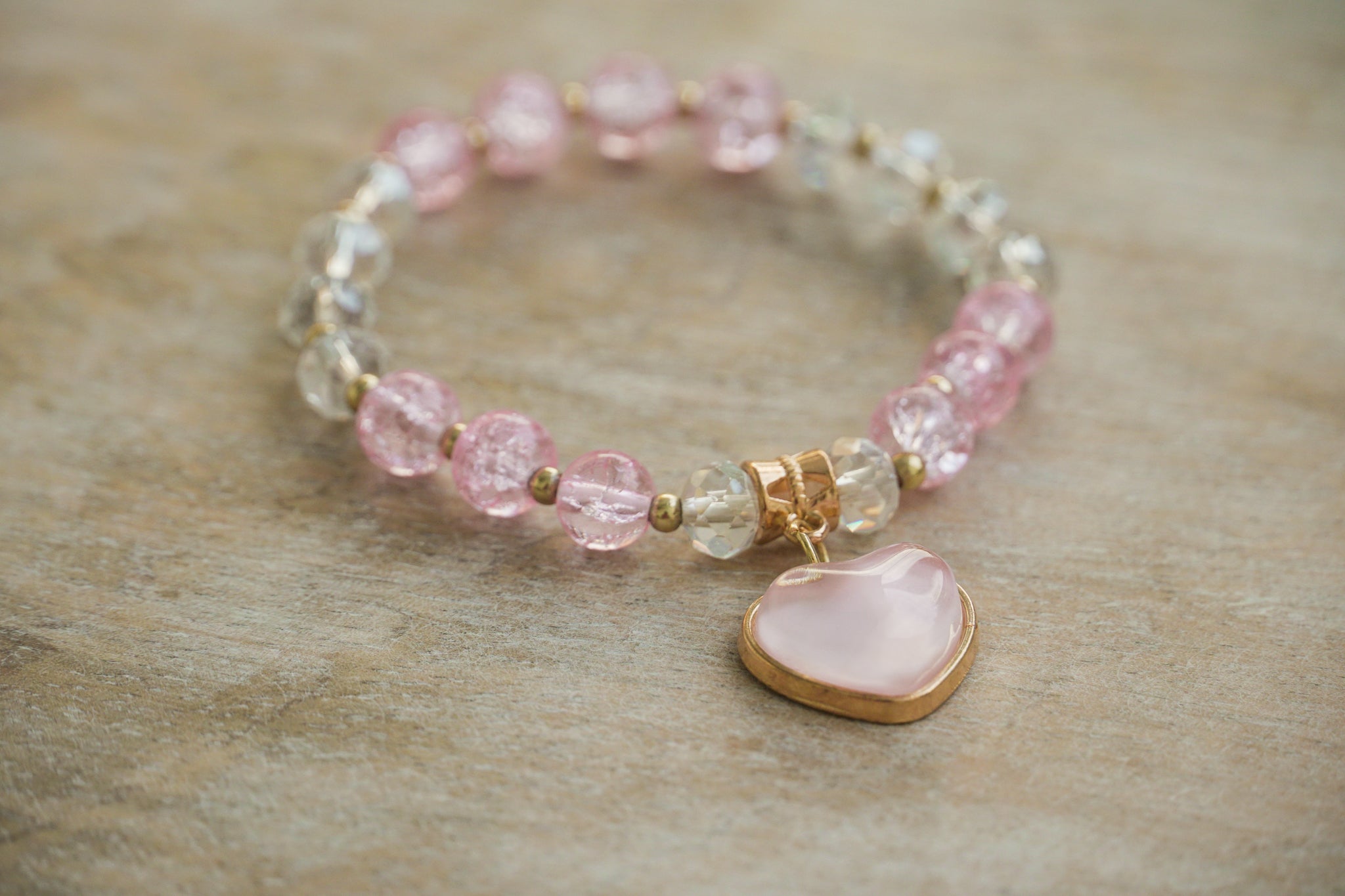 Rose Quartz Heart Bracelet