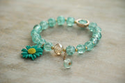 Teal Daisy Charm Bracelet