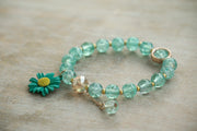 Teal Daisy Charm Bracelet