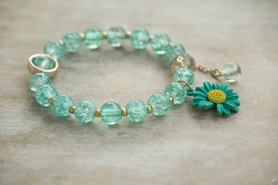 Teal Daisy Charm Bracelet