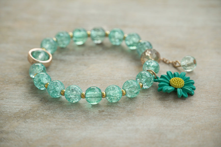 Teal Daisy Charm Bracelet