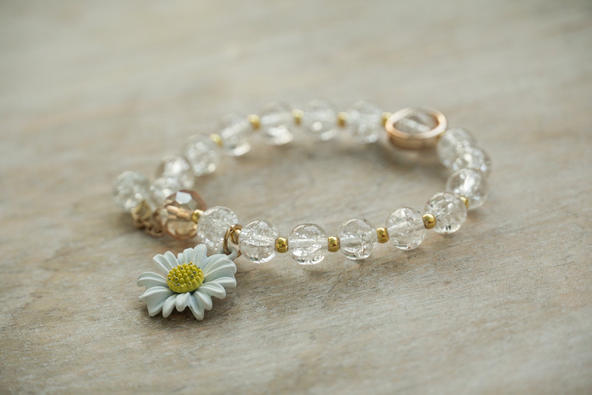 Crystal Daisy Charm Bracelet