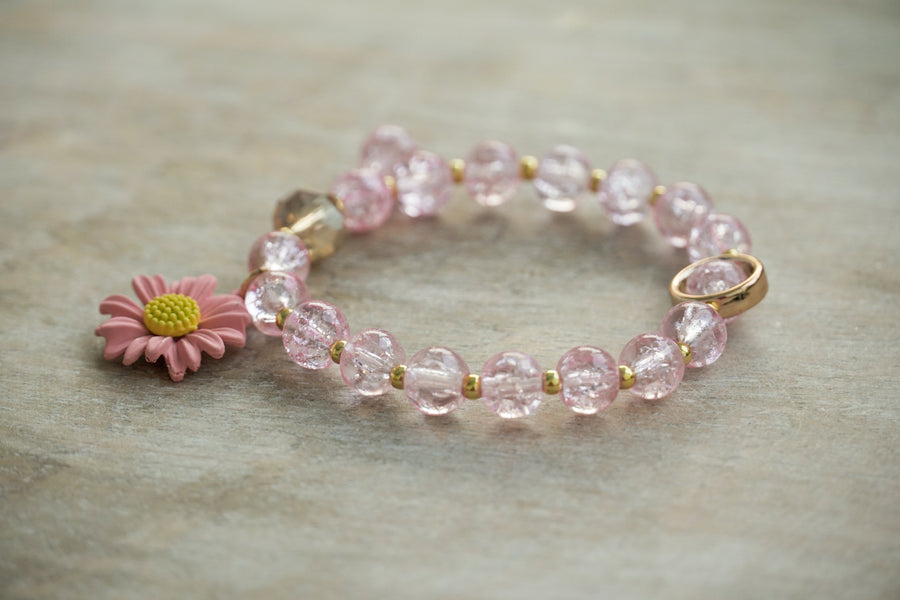 Blush Daisy Charm Bracelet