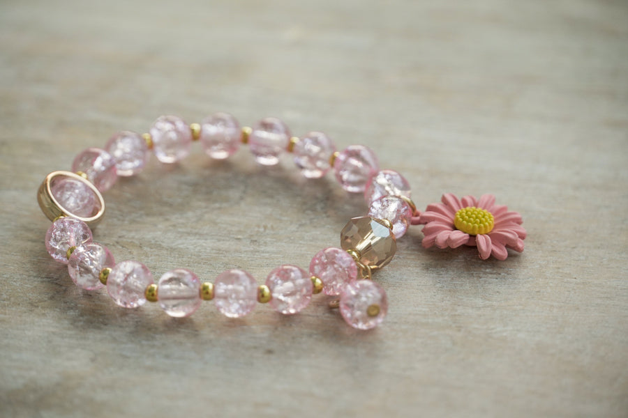 Blush Daisy Charm Bracelet