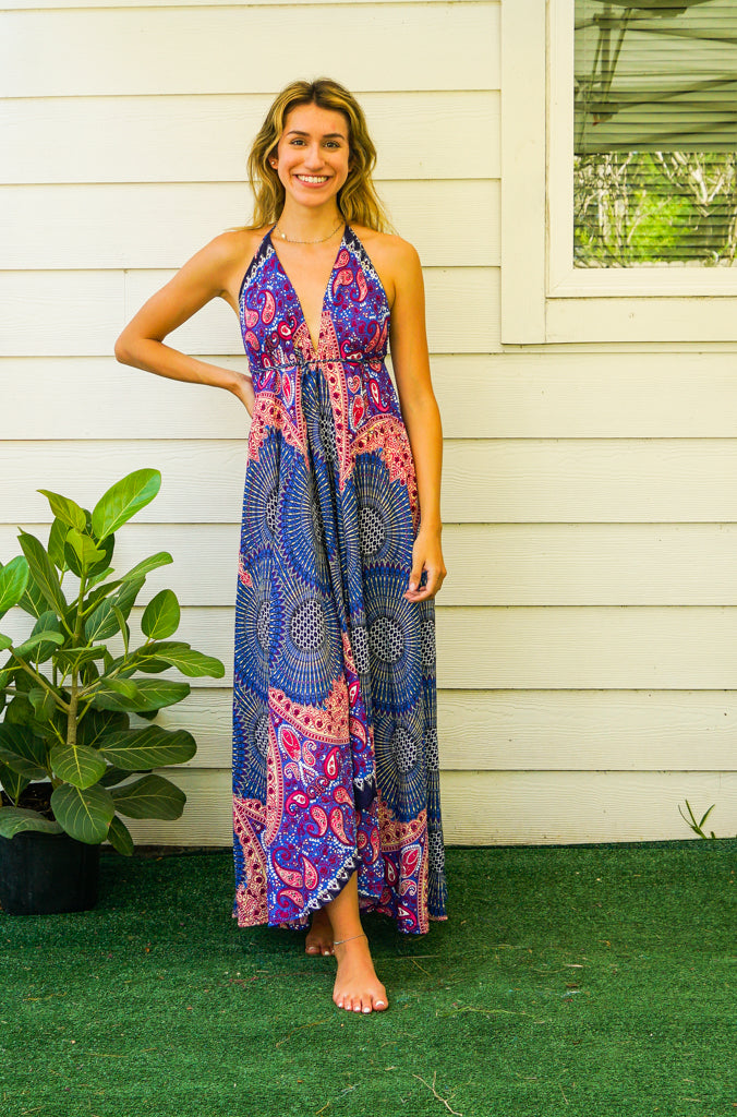 Purple Love Mandala Goddess Boho Maxi Dress