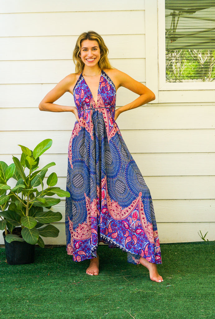 Purple Love Mandala Goddess Boho Maxi Dress