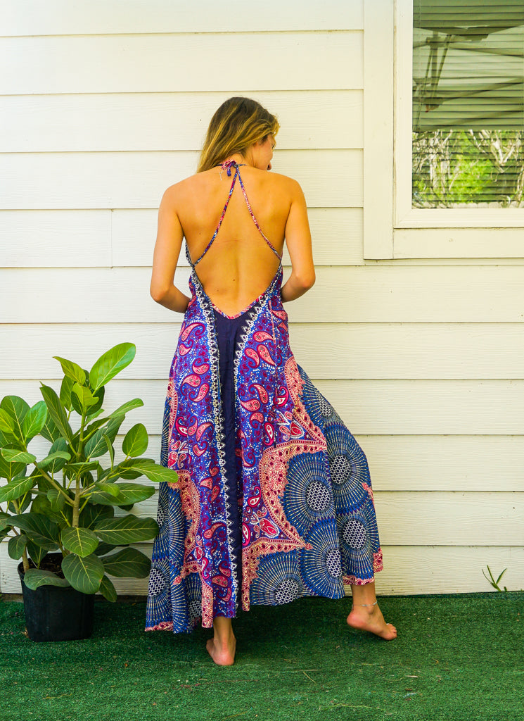 Purple Love Mandala Goddess Boho Maxi Dress