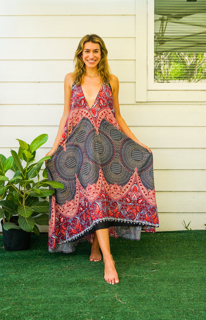 Boho burgundy maxi on sale dress