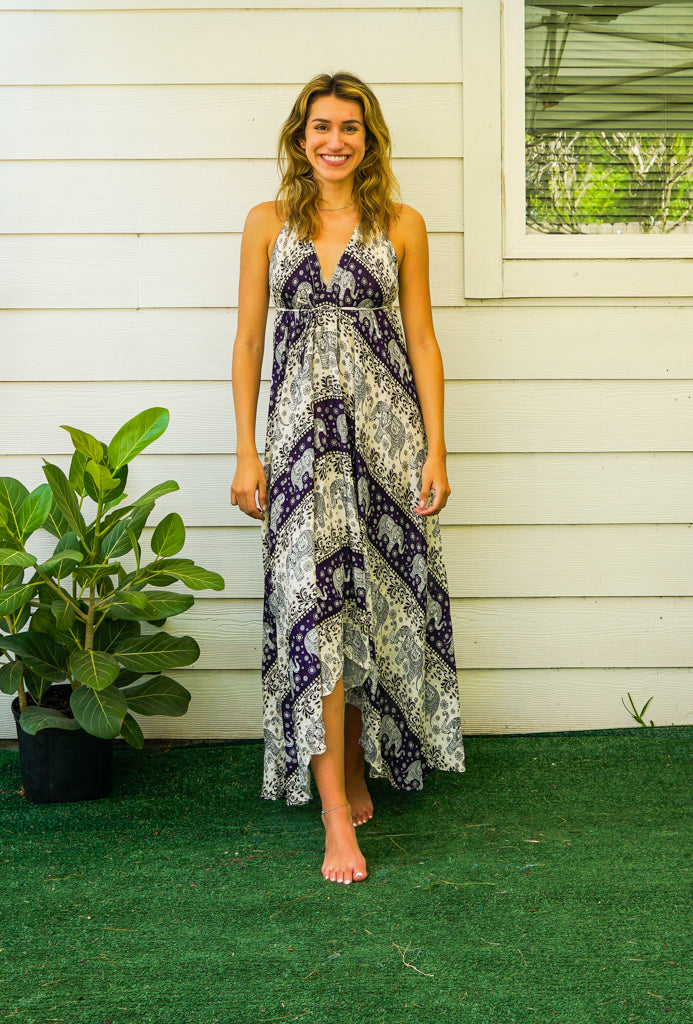 Purple Cute Mandala Goddess Boho Maxi Dress