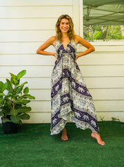 Purple Cute Mandala Goddess Boho Maxi Dress