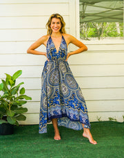 Blue Sweet Mandala Goddess Boho Maxi Dress