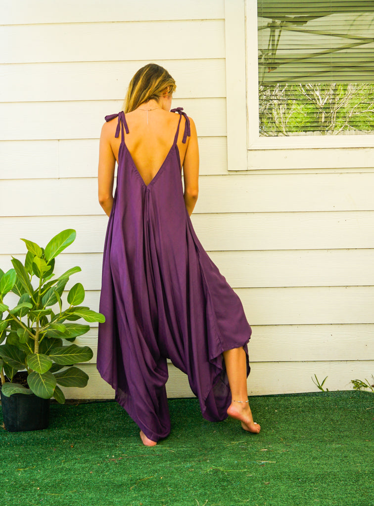 Purple Boho Jumpsuit Rompers Pants