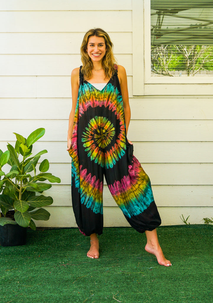 J51- Hand Dyed  Hippie Racerback Jumpsuit Romper