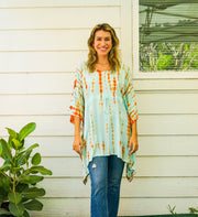 Citrus Mist Hand Dyed Tunic Kaftan Blouse Oversize Top