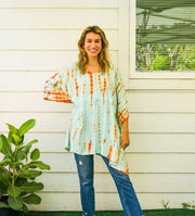 Citrus Mist Hand Dyed Tunic Kaftan Blouse Oversize Top