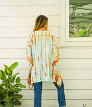 B3815- Shibori Hand Dyed Tunic Boho Kaftan Blouse Hippie Oversize Tops