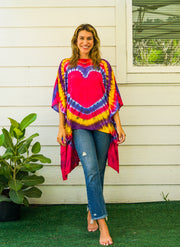 B3853- Hand Dyed Tunic Boho Kaftan Blouse Hippie Oversize Tops