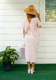 Soft Pink Double Gauzed Muslin Cotton Dress with Pockets