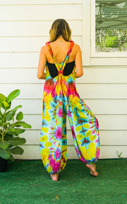 J40- Hand Dyed  Hippie Racerback Jumpsuit Romper