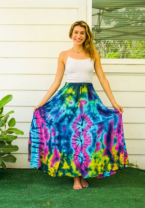 K3924- Hand Dyed Tiered Maxi Hippie Skirt